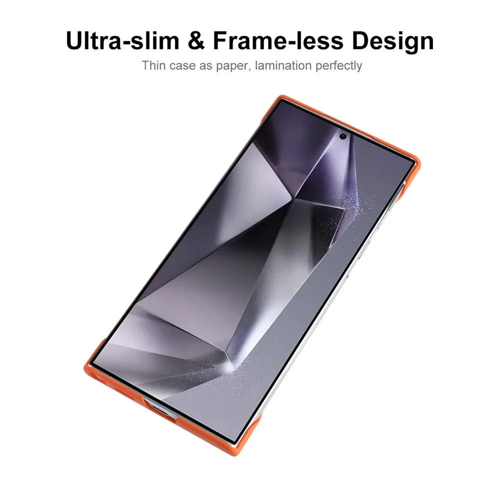 ENKAY HAT PRINCE For Samsung Galaxy S24 Ultra Case Anti-Drop Rubberized Matte Hard PC Frameless Back Cover - Orange - 2