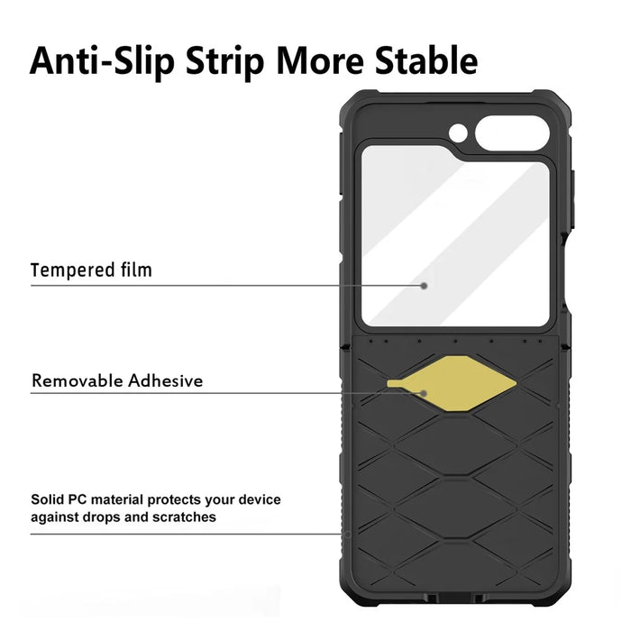 For Samsung Galaxy Z Flip5 5G Case Anti-Drop PC Phone Cover with Card Holder - Black - 4