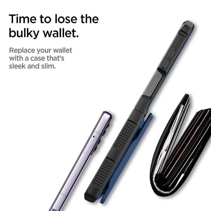 For Samsung Galaxy Z Flip5 5G Case Anti-Drop PC Phone Cover with Card Holder - Black - 5