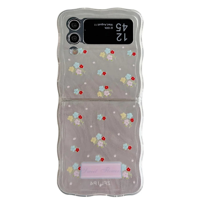 For Samsung Galaxy Z Flip4 5G Case Pattern Printing TPU Phone Cover Wave Edge - Flower - 1