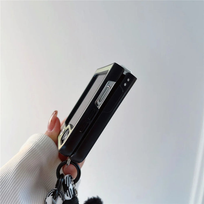 For Samsung Galaxy Z Flip5 5G Case Panda Pattern PC Phone Cover with Hand Strap, Small Doll - Style A - 5
