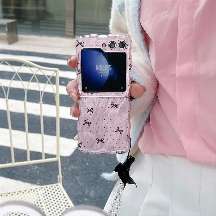 For Samsung Galaxy Z Flip5 5G Case Creative Pattern Printing TPU Back Phone Cover - Pink Bow - 2
