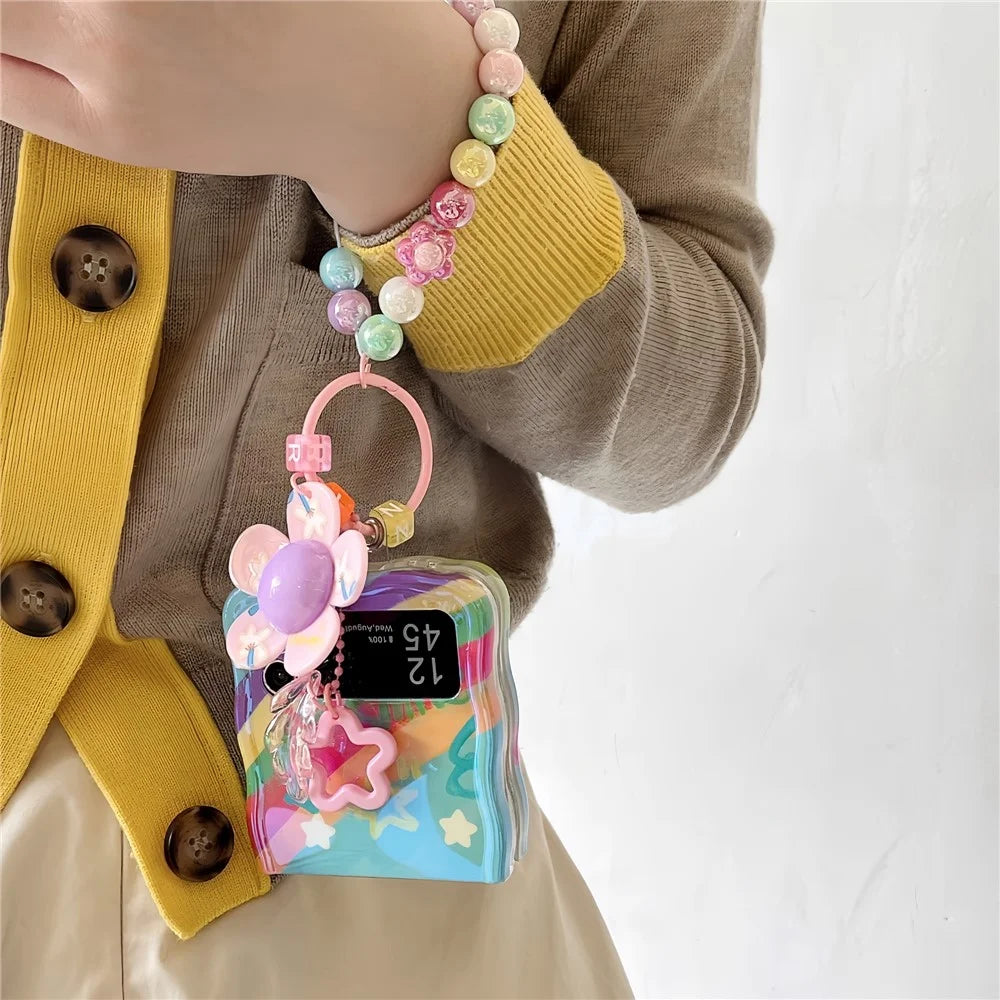 TPU Case for Samsung Galaxy Z Flip4 5G Shell Blu-ray IMD Slim-Fit Phone Cover with Handy Strap - Sunflower - 2
