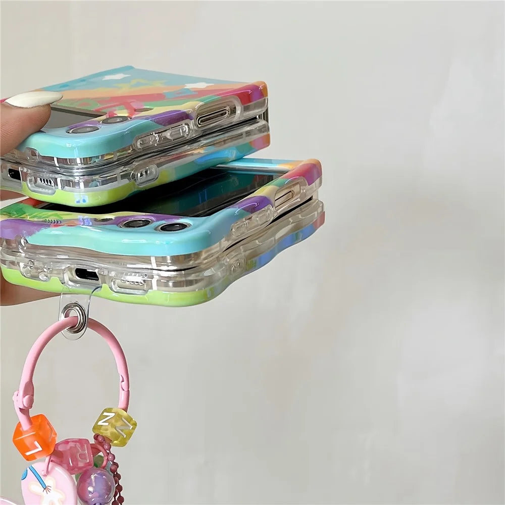 TPU Case for Samsung Galaxy Z Flip4 5G Shell Blu-ray IMD Slim-Fit Phone Cover with Handy Strap - Sunflower - 4