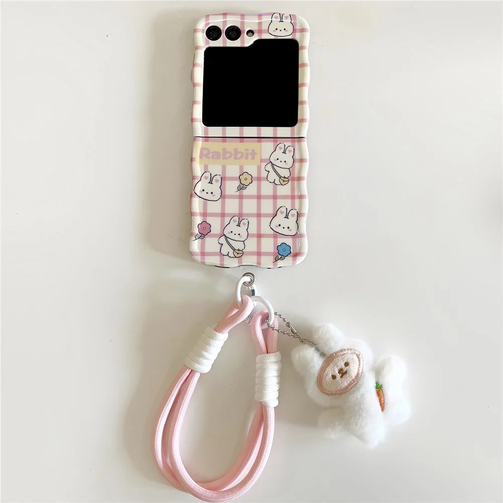 TPU Phone Case for Samsung Galaxy Z Flip5 5G Shell Blu-ray IMD Adorable Pattern Cover - Rabbit - 1