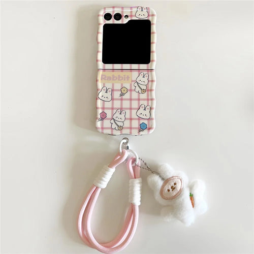 TPU Phone Case for Samsung Galaxy Z Flip5 5G Shell Blu-ray IMD Adorable Pattern Cover - Rabbit - 1