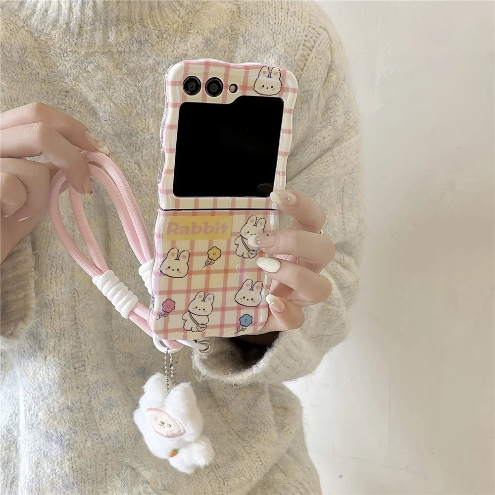 TPU Phone Case for Samsung Galaxy Z Flip5 5G Shell Blu-ray IMD Adorable Pattern Cover - Rabbit - 2
