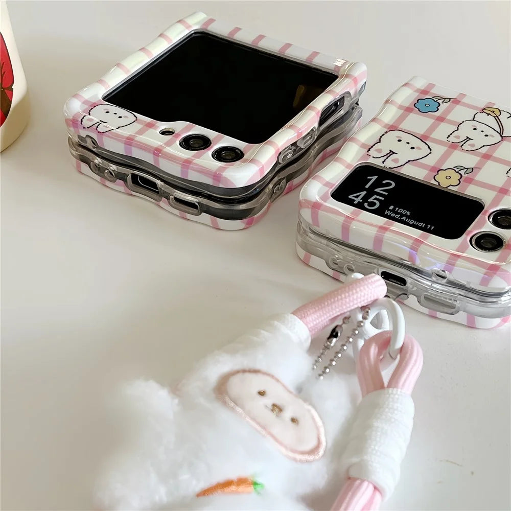 TPU Phone Case for Samsung Galaxy Z Flip5 5G Shell Blu-ray IMD Adorable Pattern Cover - Rabbit - 3