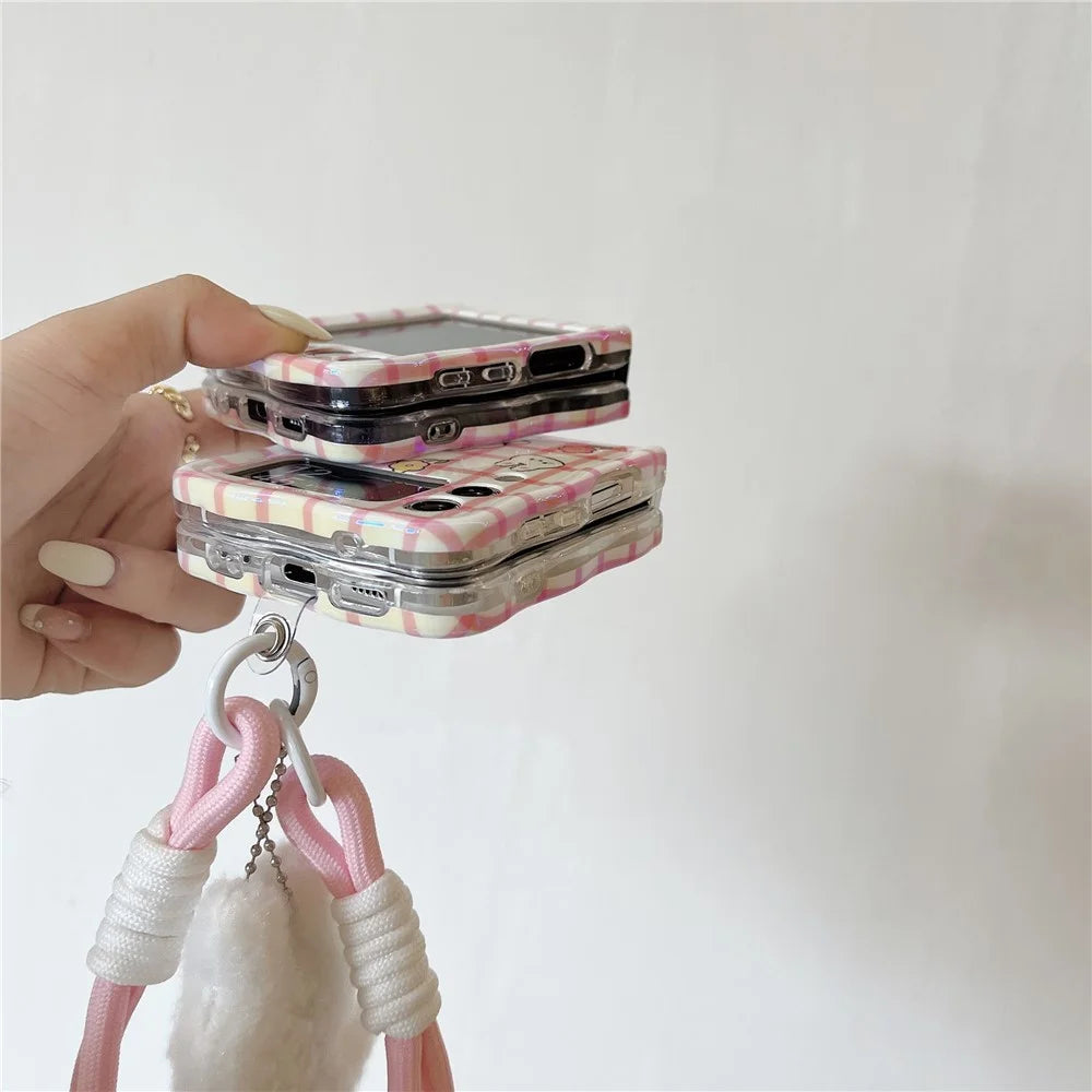 TPU Phone Case for Samsung Galaxy Z Flip5 5G Shell Blu-ray IMD Adorable Pattern Cover - Rabbit - 4