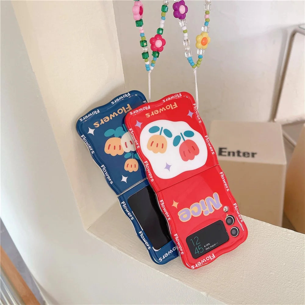 For Samsung Galaxy Z Flip4 5G Phone Cover TPU Floral Pattern Back Case - Blue Tulip - 5