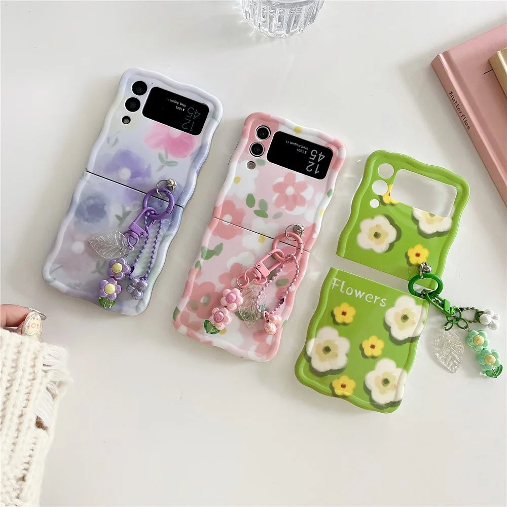 For Samsung Galaxy Z Flip4 5G Phone Cover TPU Floral Pattern Back Case - Blue Tulip - 6