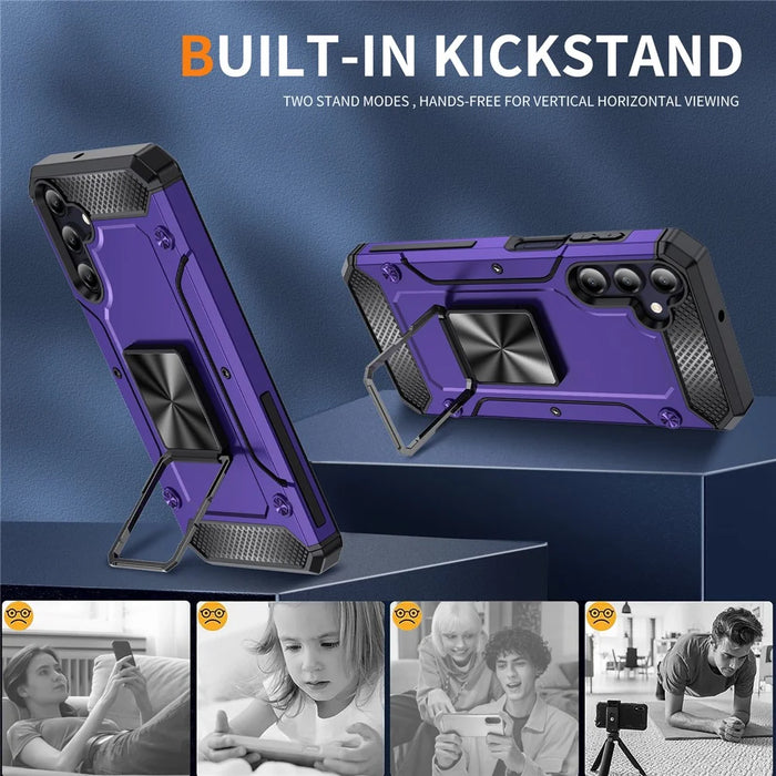 For Samsung Galaxy A05s 4G Kickstand Case Anti-Scratch PC+TPU Phone Cover - Purple - 5
