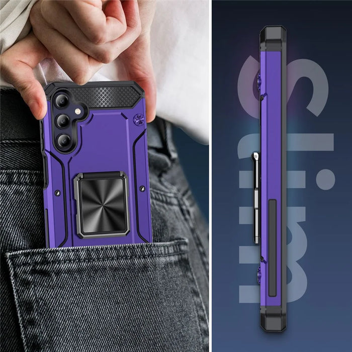 For Samsung Galaxy A05s 4G Kickstand Case Anti-Scratch PC+TPU Phone Cover - Purple - 7