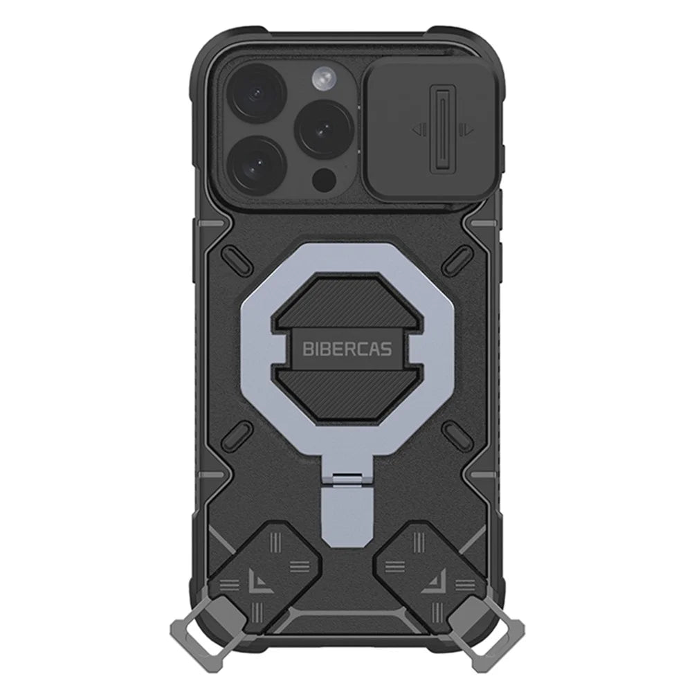 For iPhone 15 Pro PC+TPU Phone Case Anti-Scratch Outdoor Drop-Proof Cover Compatible with MagSafe - Black - 2