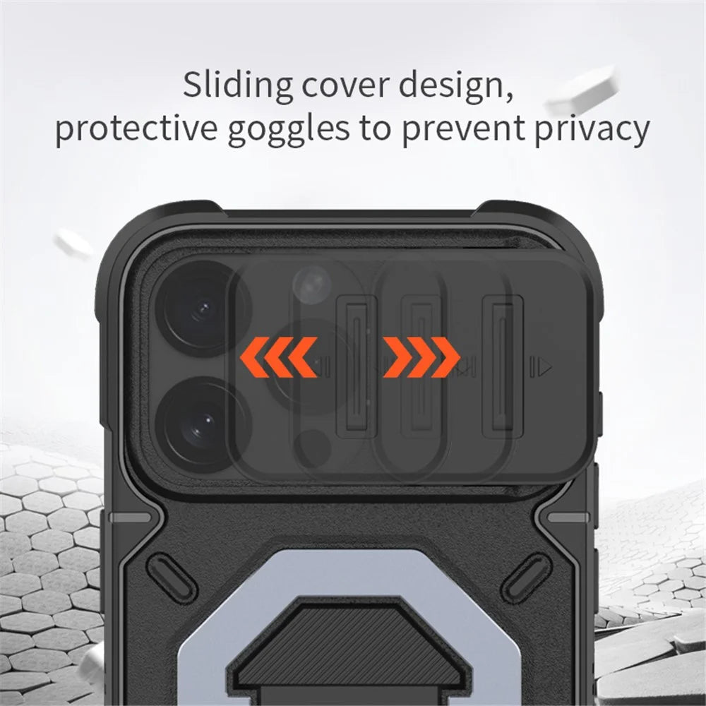 For iPhone 15 Pro PC+TPU Phone Case Anti-Scratch Outdoor Drop-Proof Cover Compatible with MagSafe - Black - 6