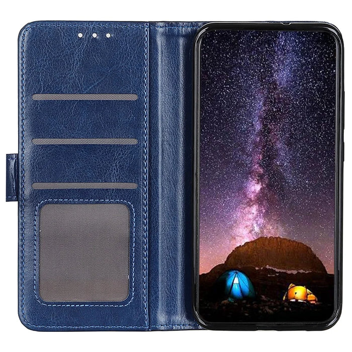 For OnePlus Ace 3 5G / 12R 5G Wallet Case Crazy Horse Texture Phone Leather Cover - Blue - 2
