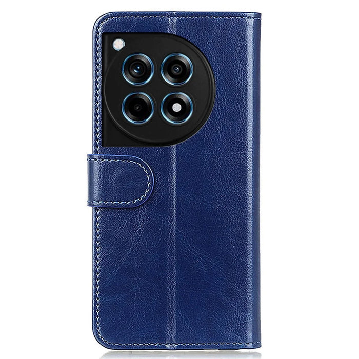 For OnePlus Ace 3 5G / 12R 5G Wallet Case Crazy Horse Texture Phone Leather Cover - Blue - 6