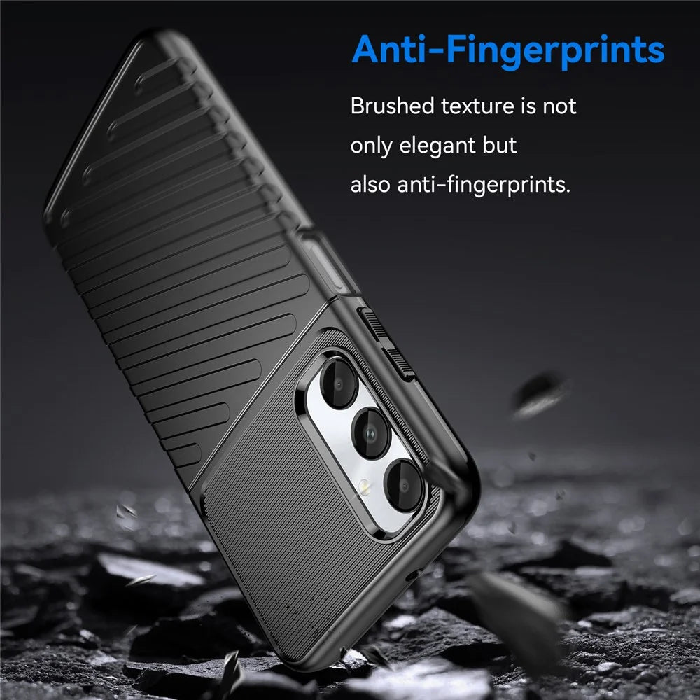 Thunder Series For Samsung Galaxy M14 4G / A05s 4G Case Thickened TPU Twill Texture Back Phone Cover - Black - 3