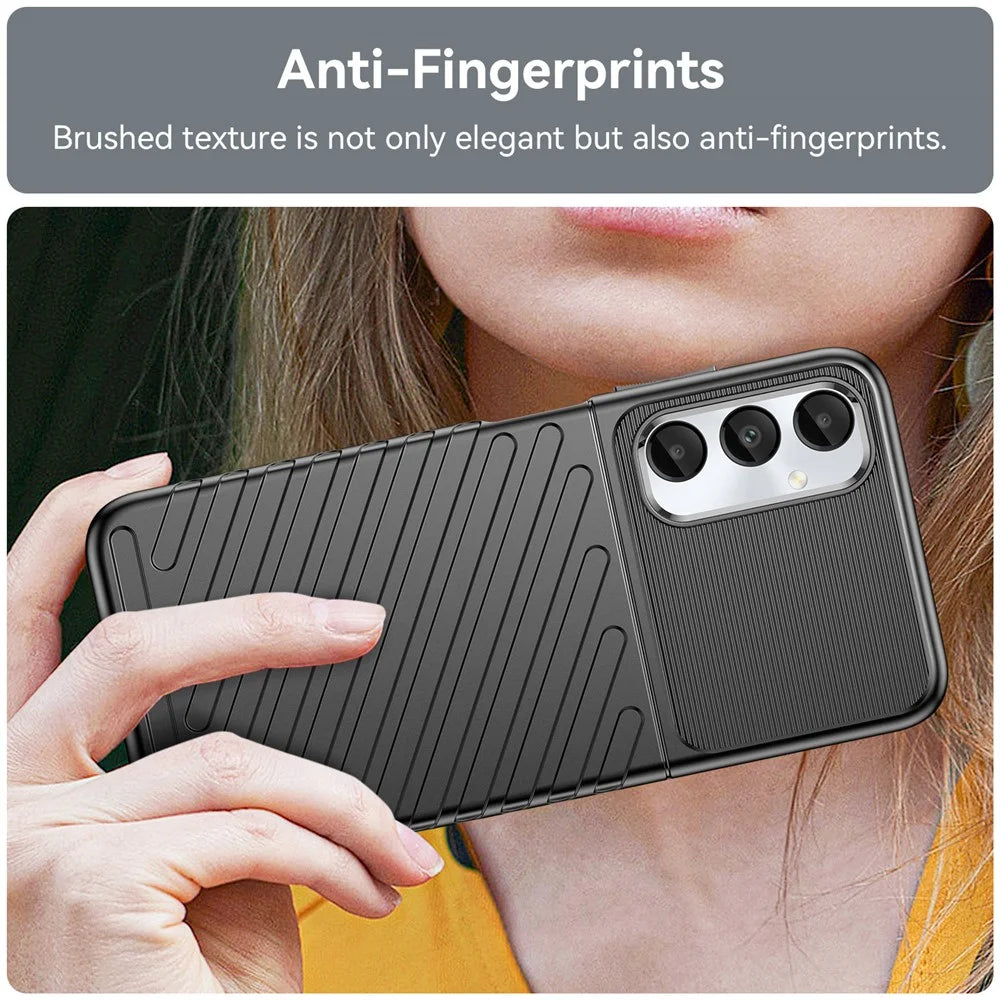 Thunder Series For Samsung Galaxy M14 4G / A05s 4G Case Thickened TPU Twill Texture Back Phone Cover - Black - 5