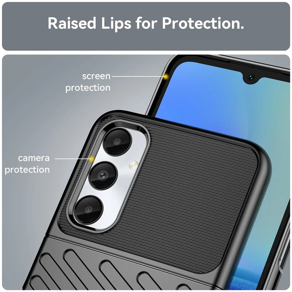 Thunder Series For Samsung Galaxy M14 4G / A05s 4G Case Thickened TPU Twill Texture Back Phone Cover - Black - 6