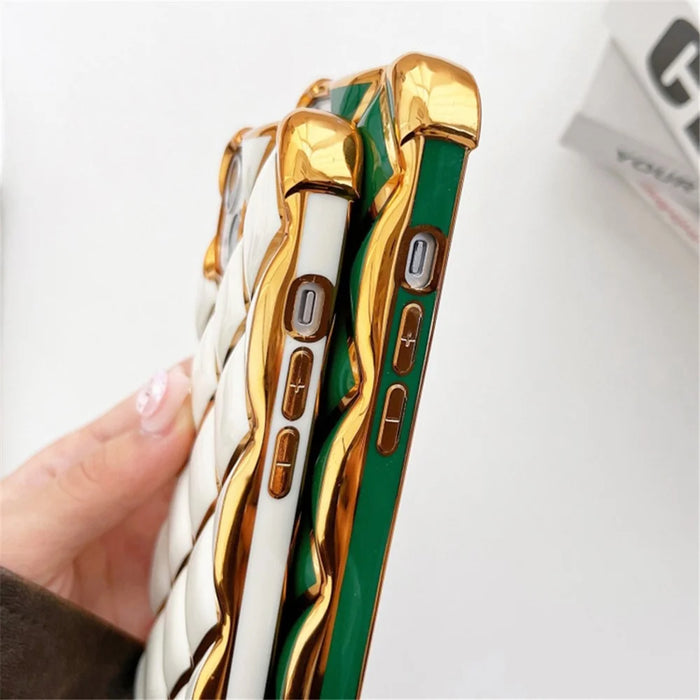For iPhone 13 TPU Case Diamond Pattern Phone Cover Electroplating Golden Edge - Black - 4