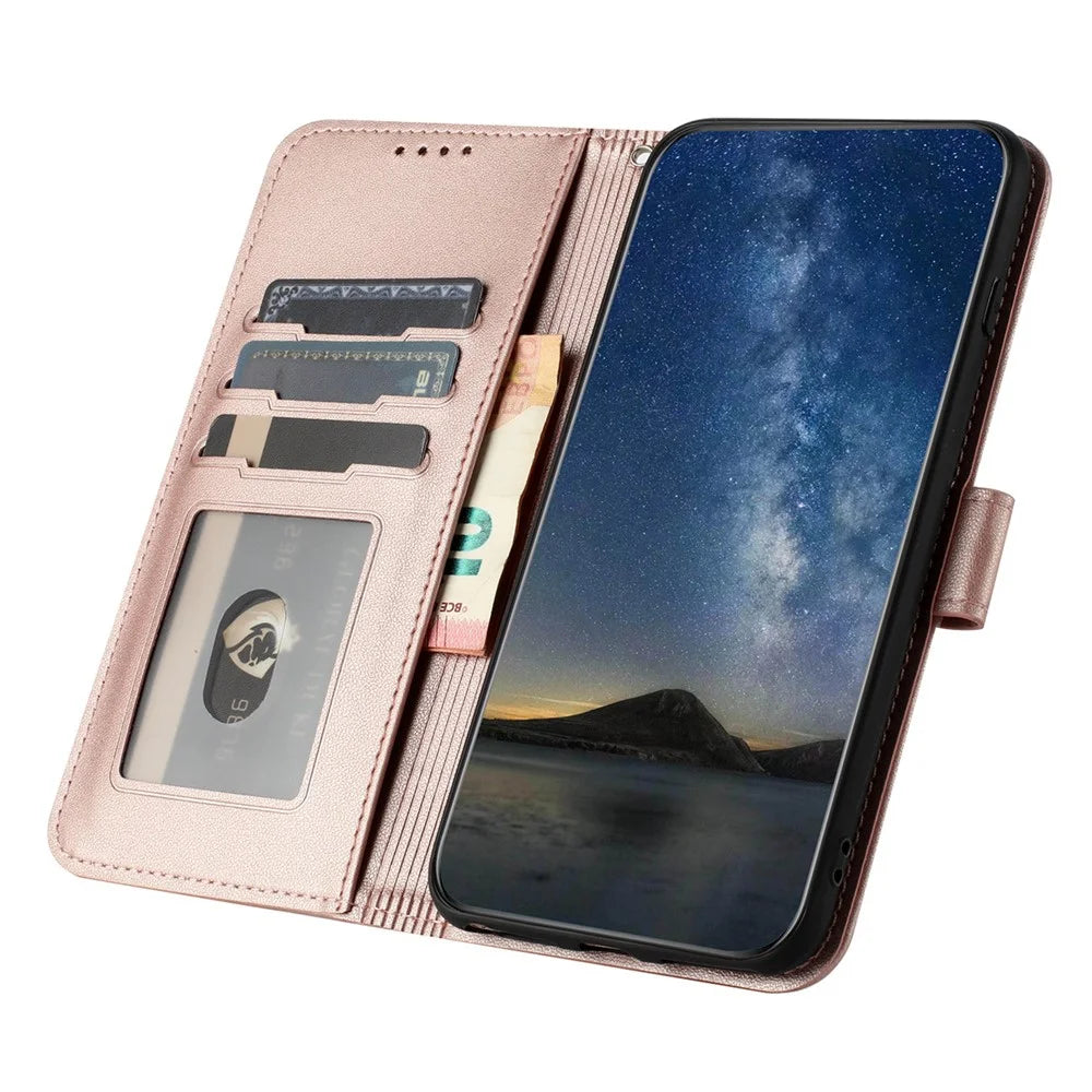 For Samsung Galaxy S24 Ultra Phone Cases Mandala Flower Leather Wallet Mobile Cover with Strap - Rose Gold - 2