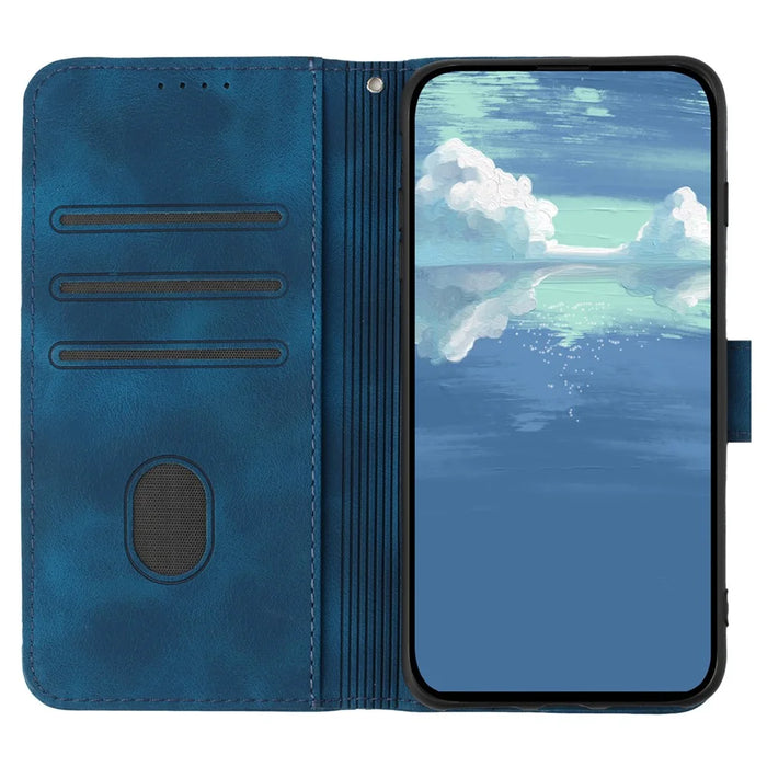 YX0040 For Google Pixel 9 / Pixel 9 Pro Imprinted Case Leather Stand Shockproof Smart Phone Cover - Sapphire - 2