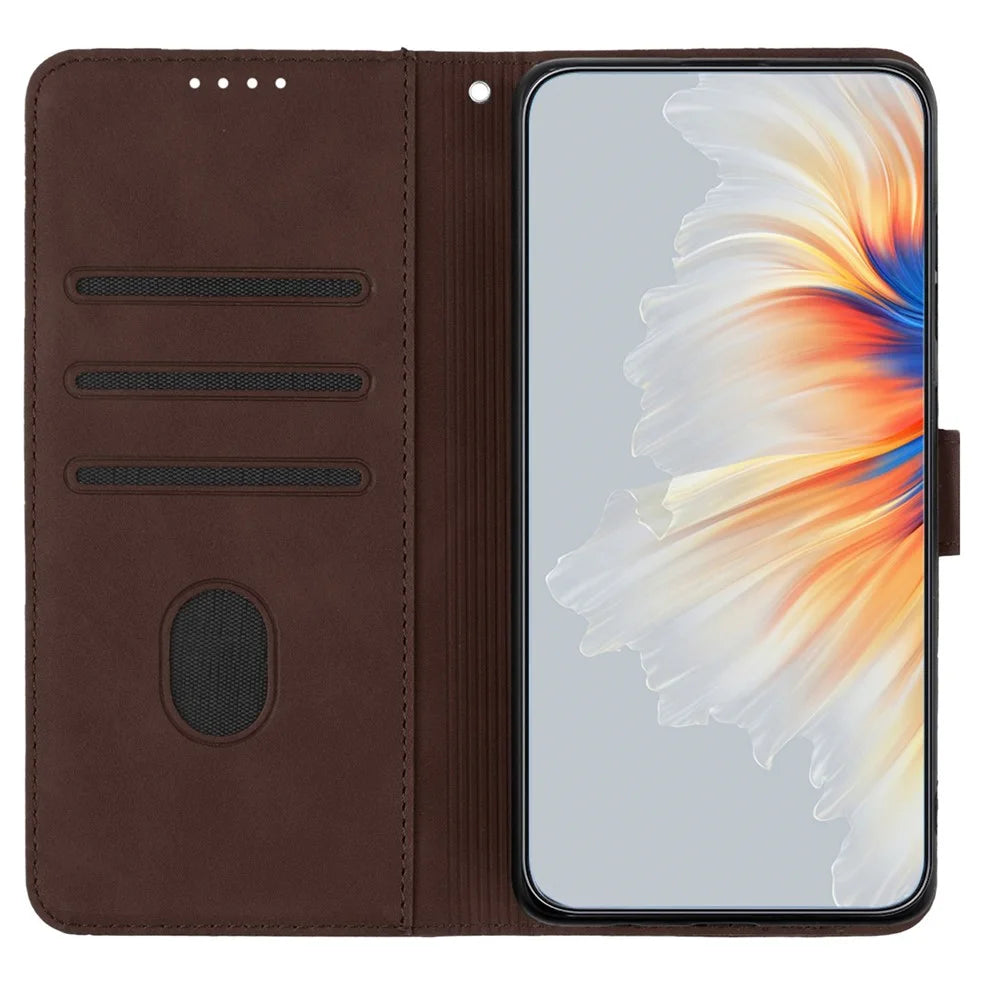 YX003 For Samsung Galaxy S23 FE Wallet Phone Case Stand Imprinted Leather Flip Cover - Brown - 2