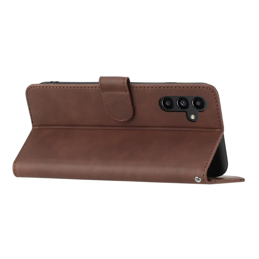 YX003 For Samsung Galaxy S23 FE Wallet Phone Case Stand Imprinted Leather Flip Cover - Brown - 4