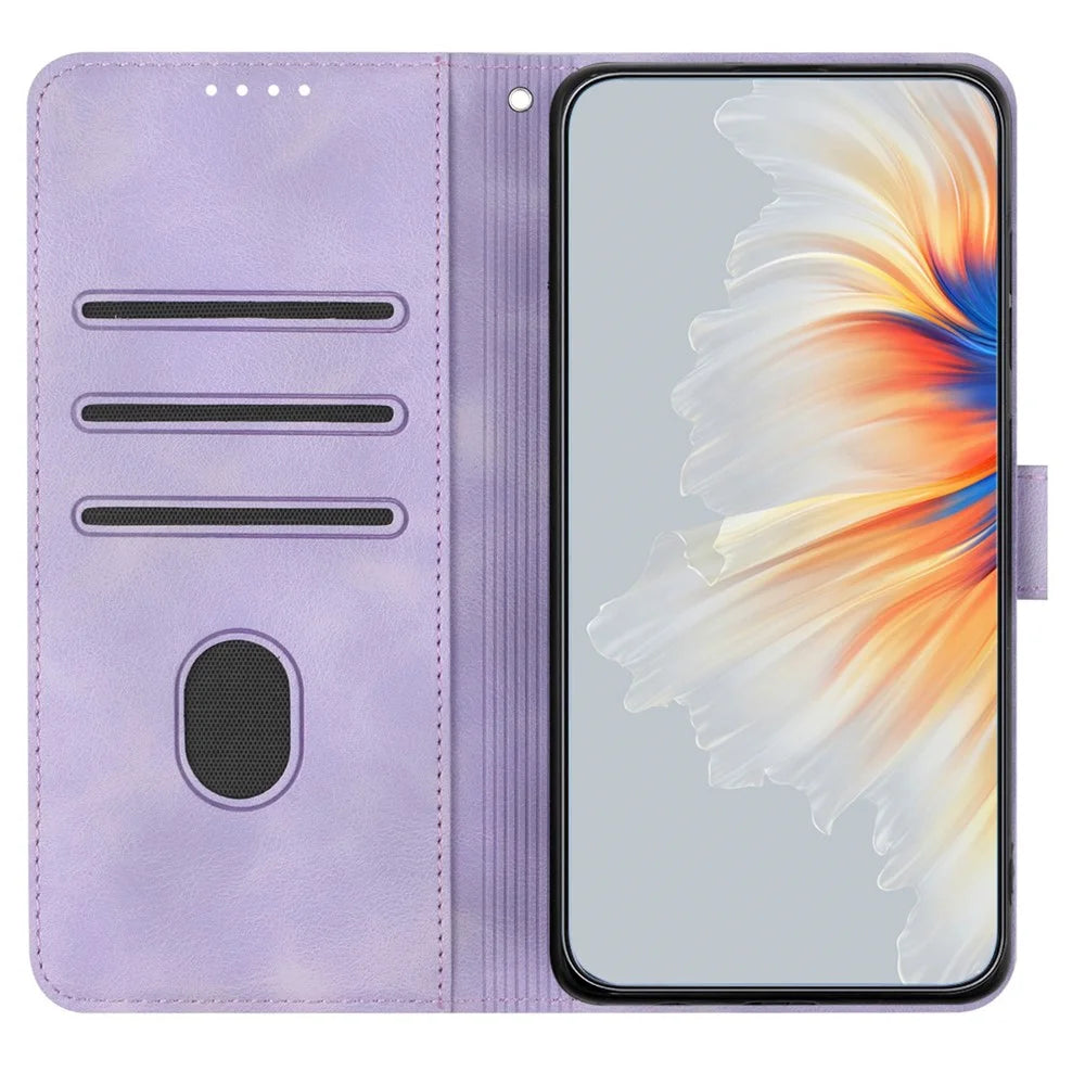 YX003 For Samsung Galaxy S24 Wallet Case Imprinted Leather Stand Phone Cover - Purple - 2