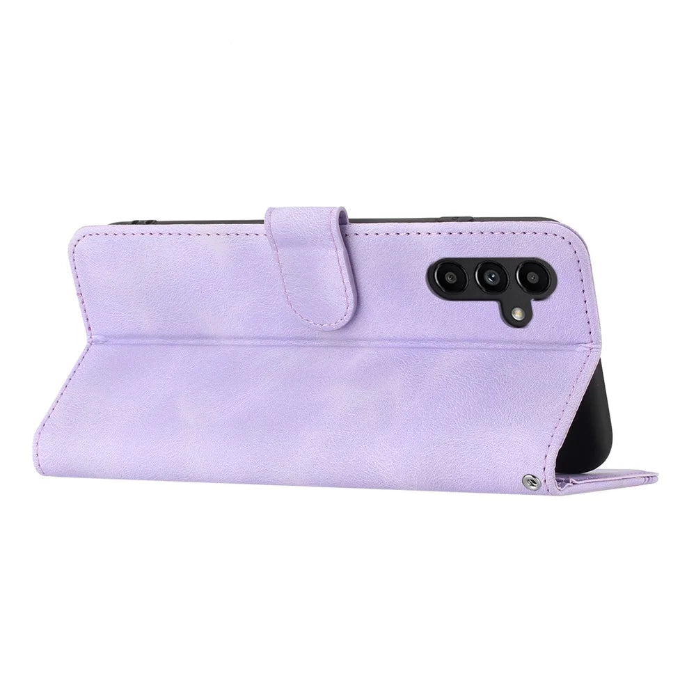 YX003 For Samsung Galaxy S24 Wallet Case Imprinted Leather Stand Phone Cover - Purple - 4