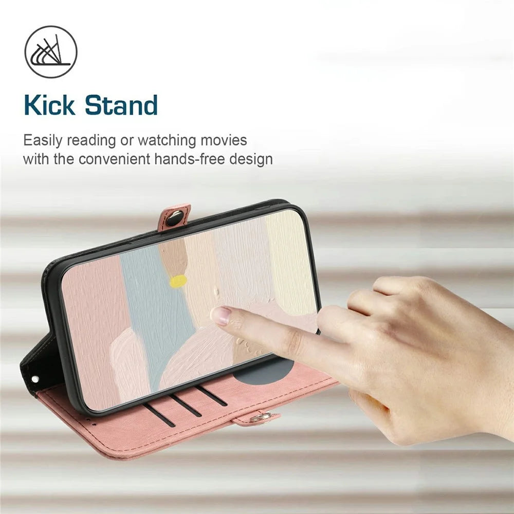 YX0020 For Samsung Galaxy S24 Ultra Case PU Leather Magnetic Closure Handbag Phone Cover - Pink - 3