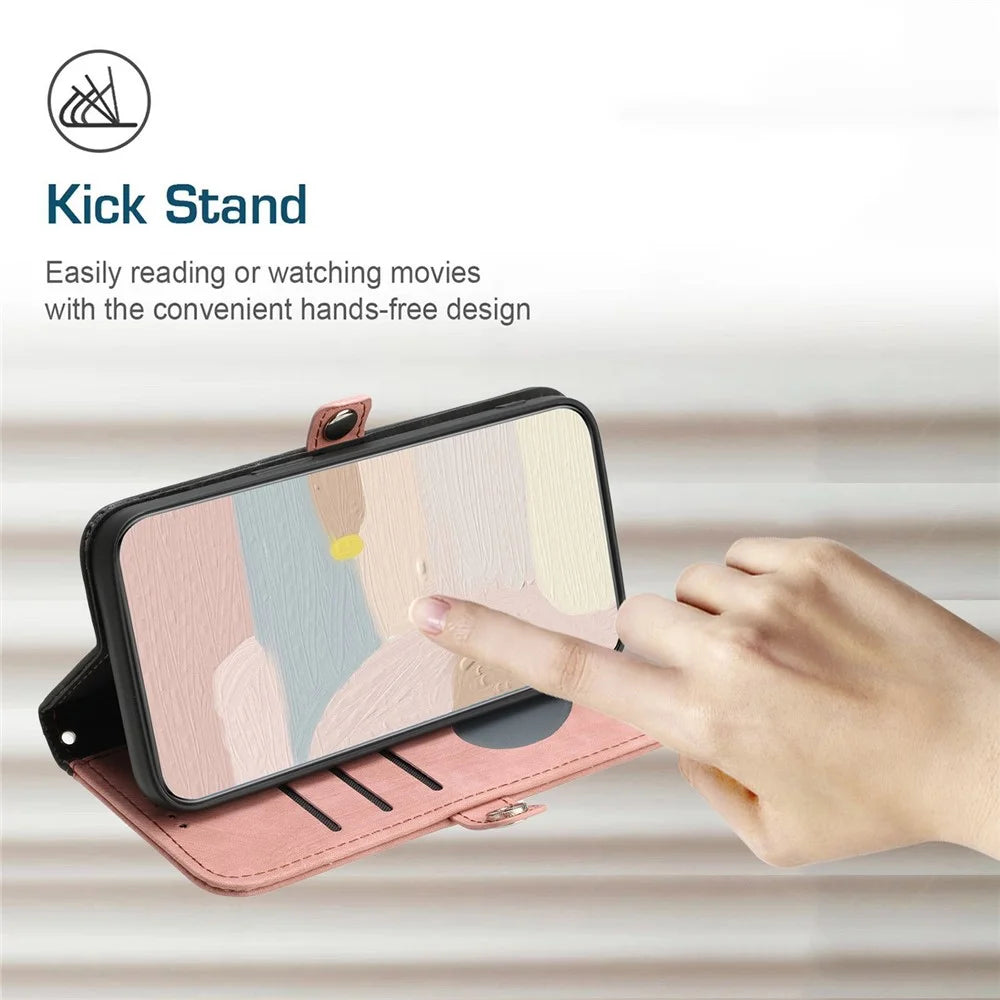 YX0020 For Samsung Galaxy S24+ Case PU Leather Wrist Strap Wallet Phone Cover - Pink - 3