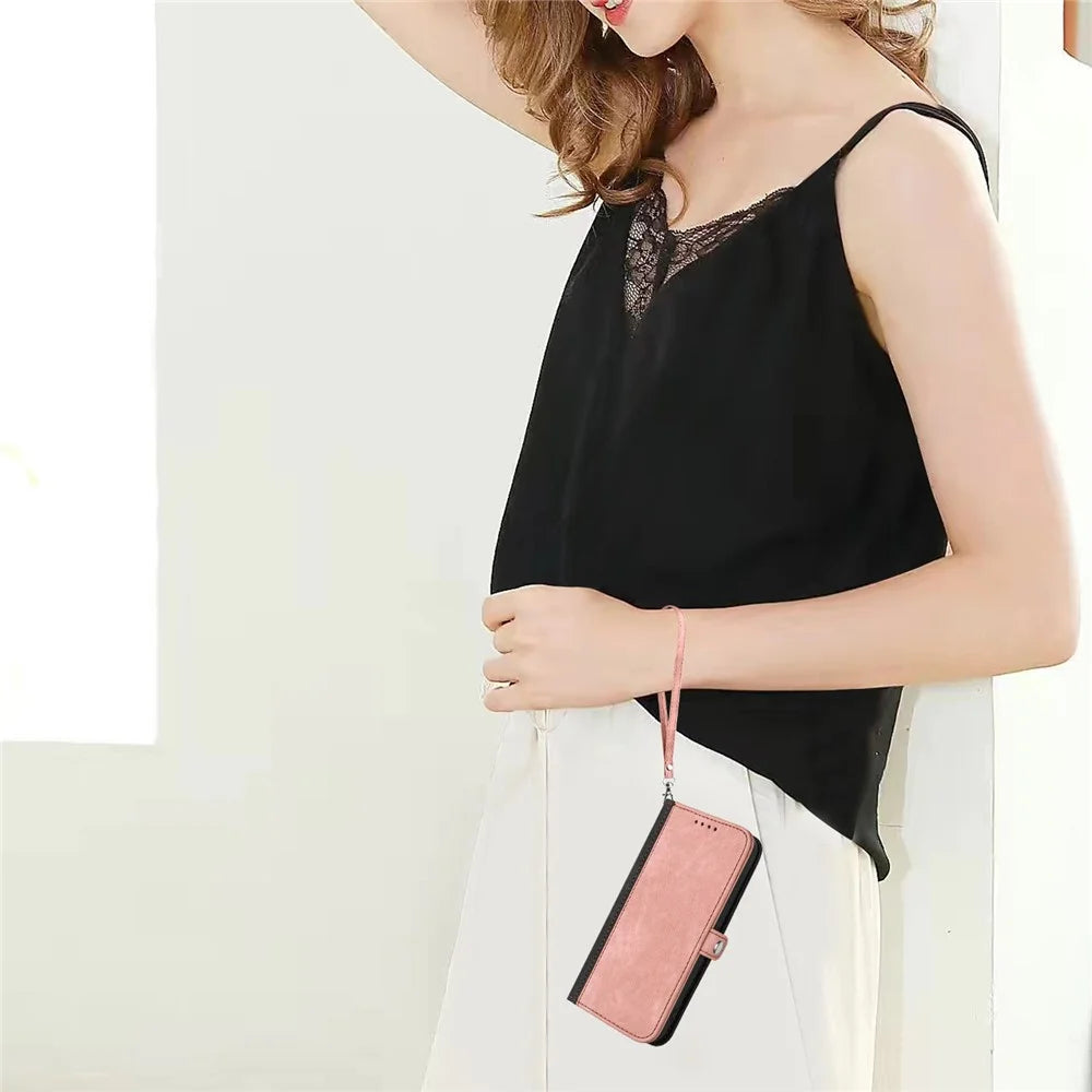 YX0020 For Samsung Galaxy S24+ Case PU Leather Wrist Strap Wallet Phone Cover - Pink - 4