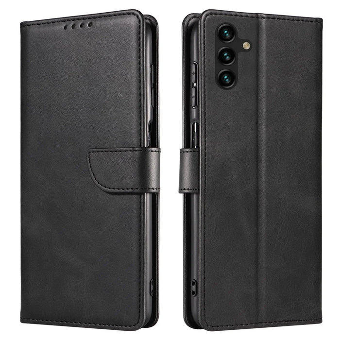 For Samsung Galaxy S23 FE Magnetic Case Leather Stand Phone Protector with Card Slots - Black - 1