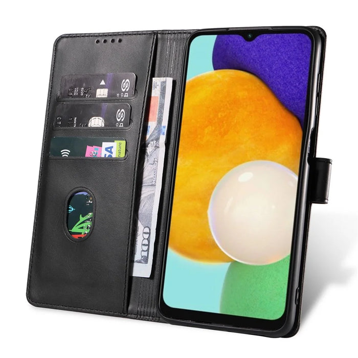 For Samsung Galaxy S23 FE Magnetic Case Leather Stand Phone Protector with Card Slots - Black - 2