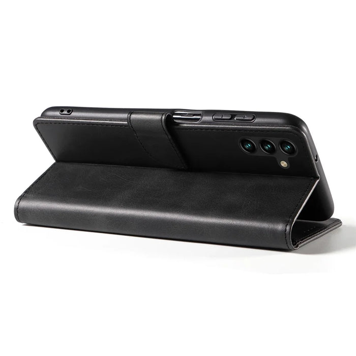 For Samsung Galaxy S23 FE Magnetic Case Leather Stand Phone Protector with Card Slots - Black - 3