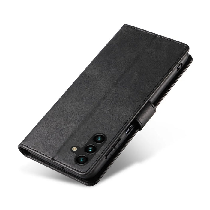 For Samsung Galaxy S23 FE Magnetic Case Leather Stand Phone Protector with Card Slots - Black - 4
