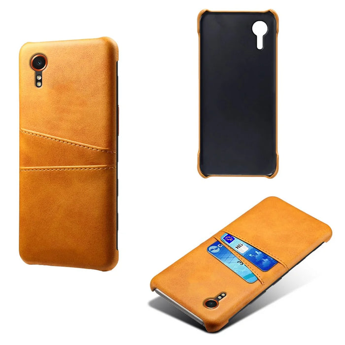 For Samsung Galaxy Xcover7 Case Hard PC Scratch-proof Phone Cover with Dual Card Holder - Orange - 2