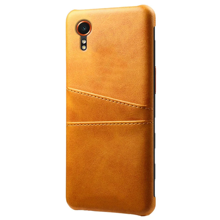 For Samsung Galaxy Xcover7 Case Hard PC Scratch-proof Phone Cover with Dual Card Holder - Orange - 3