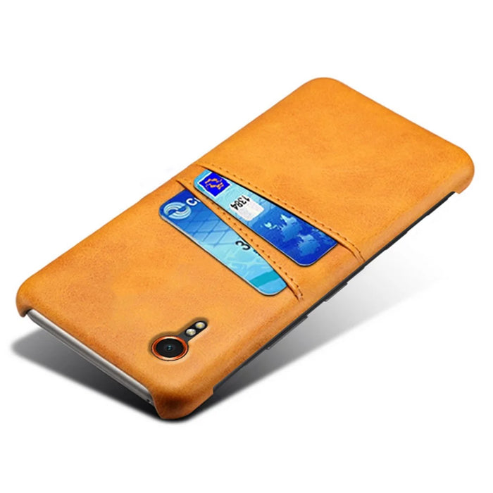 For Samsung Galaxy Xcover7 Case Hard PC Scratch-proof Phone Cover with Dual Card Holder - Orange - 4