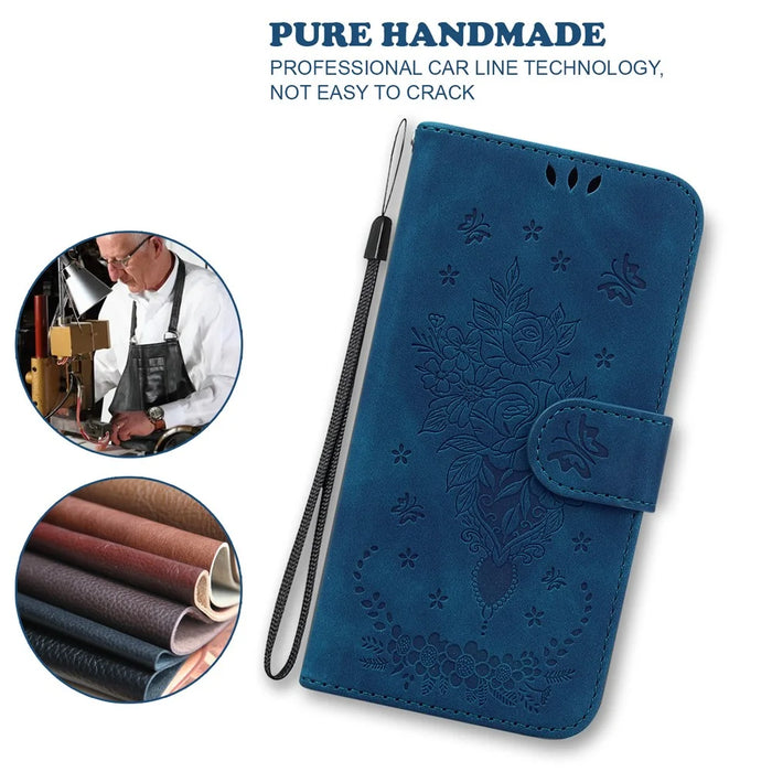 For Google Pixel 9 Pro XL Cell Phone Case Scratch Proof PU Leather Wallet Stand Cover - Blue - 4