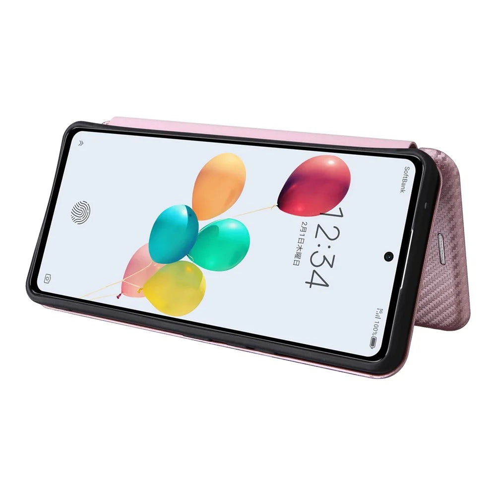 For ZTE Anshin Family A303ZT Case PU Leather Carbon Fiber Texture Phone Cover - Rose Gold - 3