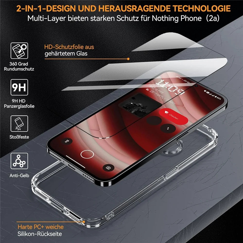 For Nothing Phone (2a) Plus / Phone (2a) Case Transparent PC+TPU Back Phone Cover with HD Tempered Glass Film - 5