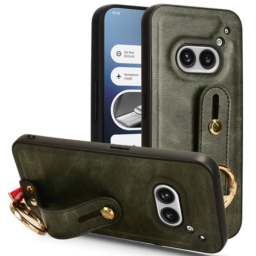 For Nothing Phone (2a) Plus / Phone (2a) Case PU Leather+PC+TPU Shockproof Bottle Opener Phone Cover with Waistband - Green - 1