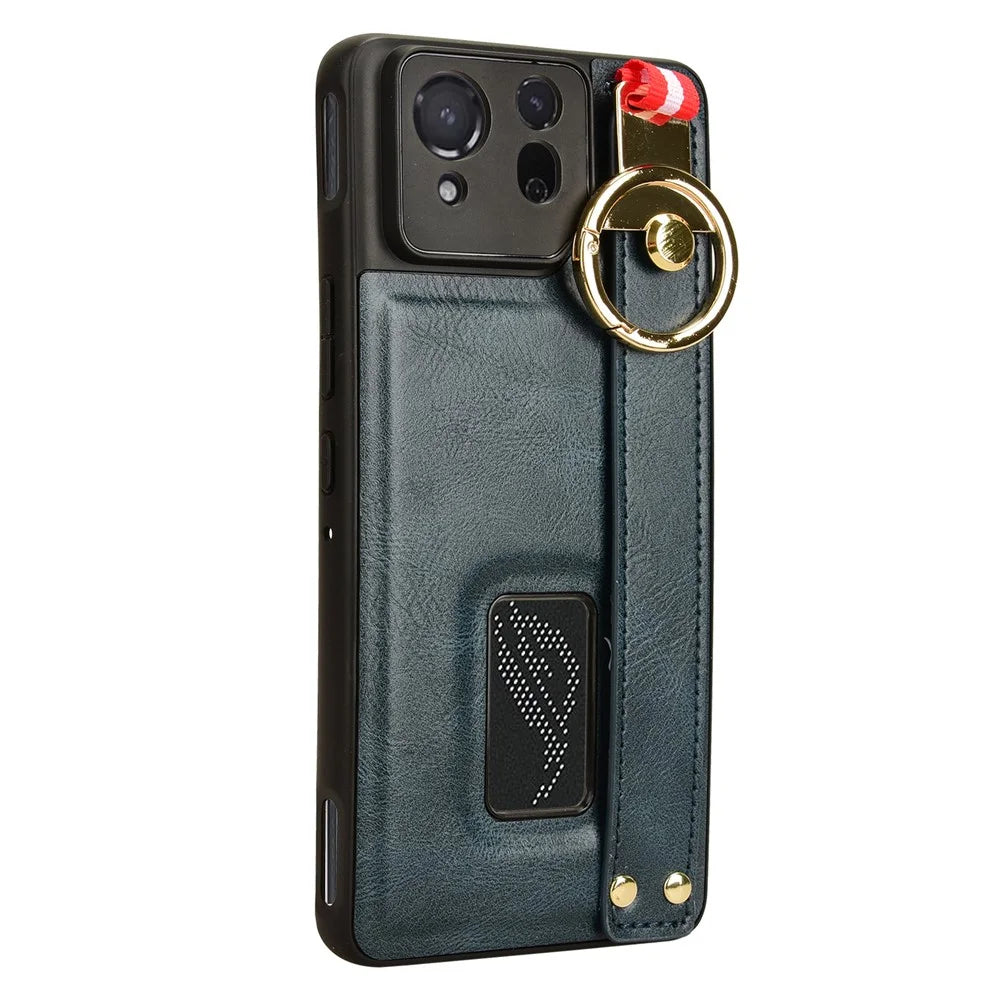 For Asus ROG Phone 8 5G / Phone 8 Pro 5G Cell Phone Case PU Leather+PC+TPU Back Cover with Neck Strap - Blue - 2