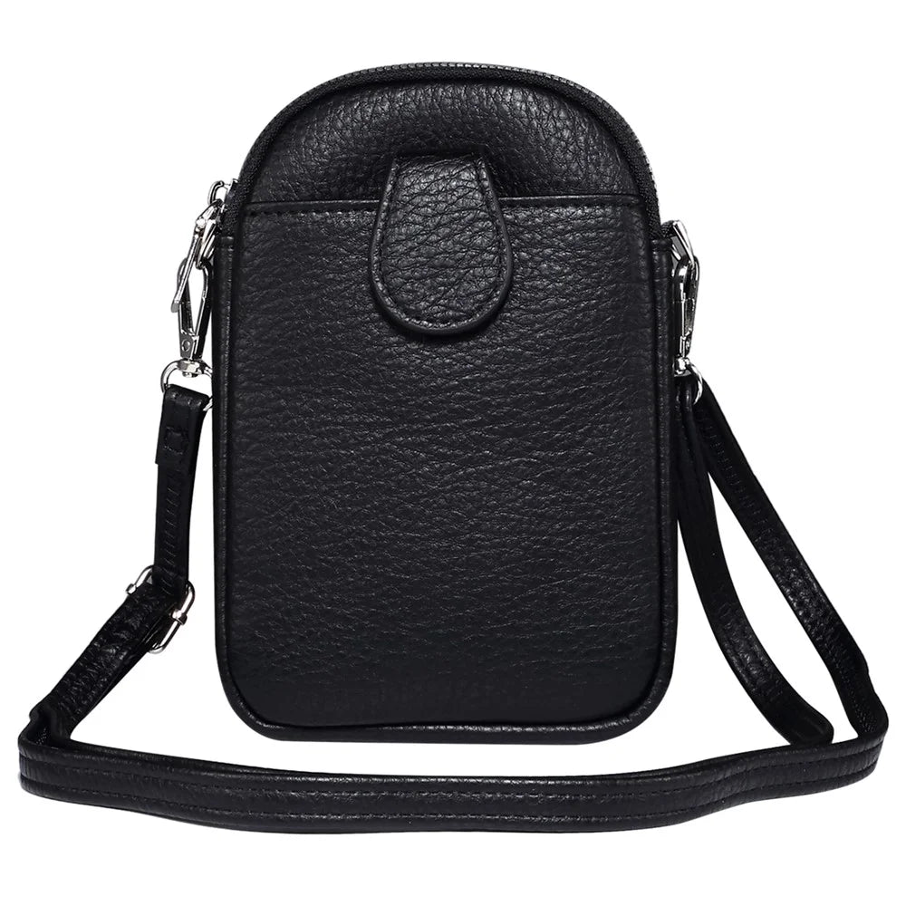 5.5 / 6.9 / 7.2 inch Leather Crossbody Bag Cell Phone Wallet Bag with Shoulder Strap for iPhone 17 Pro Max / 16 Pro Max / Samsung Galaxy S26 Ultra / S25 Ultra - Black - 1