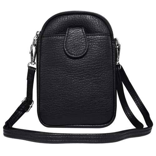 5.5 / 6.9 / 7.2 inch Leather Crossbody Bag Cell Phone Wallet Bag with Shoulder Strap for iPhone 17 Pro Max / 16 Pro Max / Samsung Galaxy S26 Ultra / S25 Ultra - Black - 1