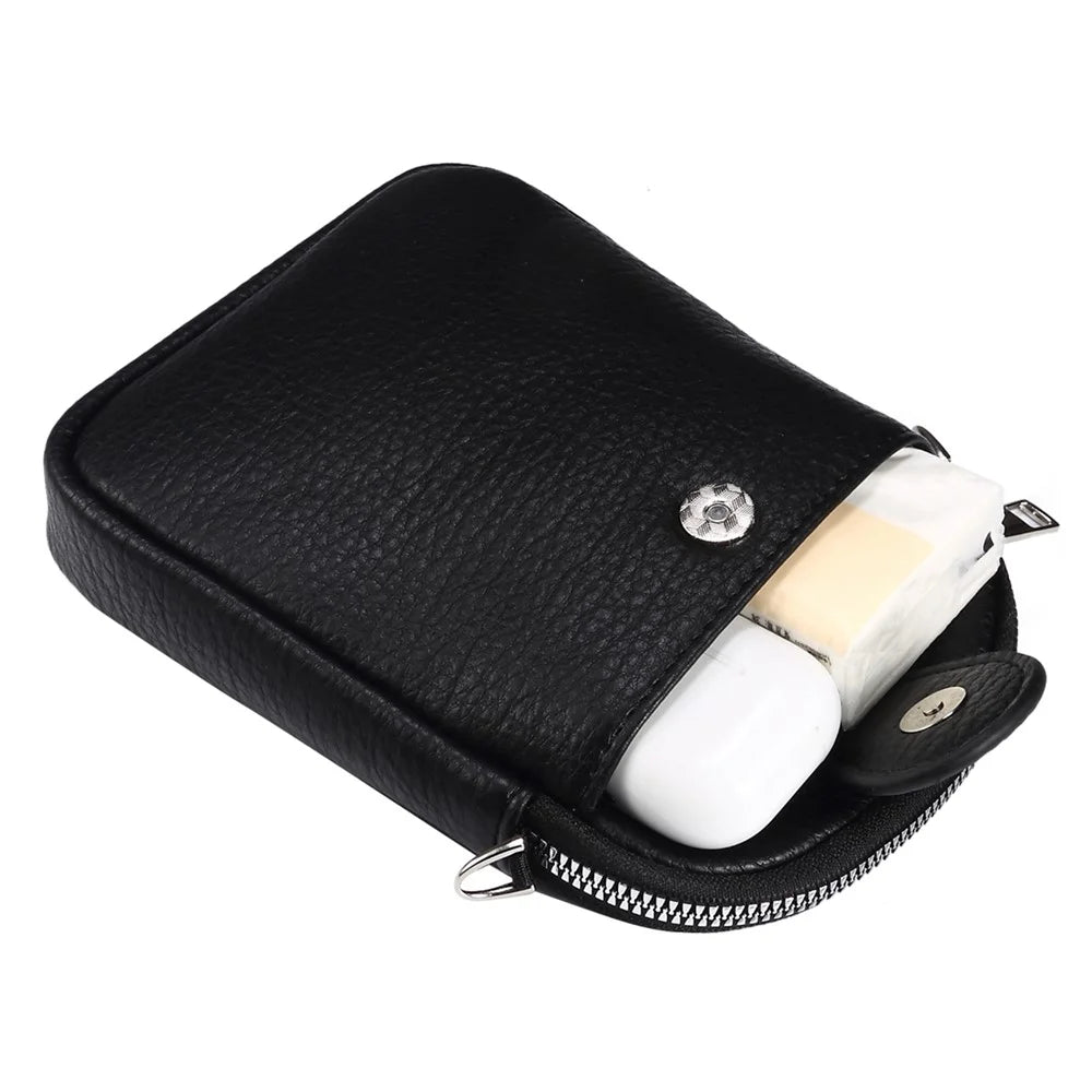 5.5 / 6.9 / 7.2 inch Leather Crossbody Bag Cell Phone Wallet Bag with Shoulder Strap for iPhone 17 Pro Max / 16 Pro Max / Samsung Galaxy S26 Ultra / S25 Ultra - Black - 5