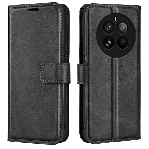 For Realme 12 Pro 5G / 12 Pro+ 5G Wallet Case Magnetic Closure PU Leather Phone Cover - Black - 1